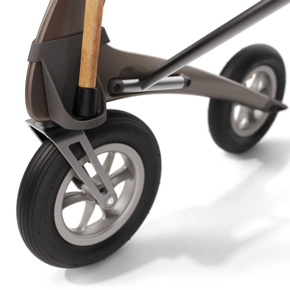 Close up of a walking cane holder attached to a walking frame