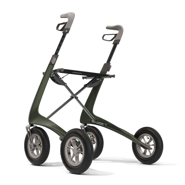 The green 'byACRE Carbon Overland' walker on a white background, left rear side.