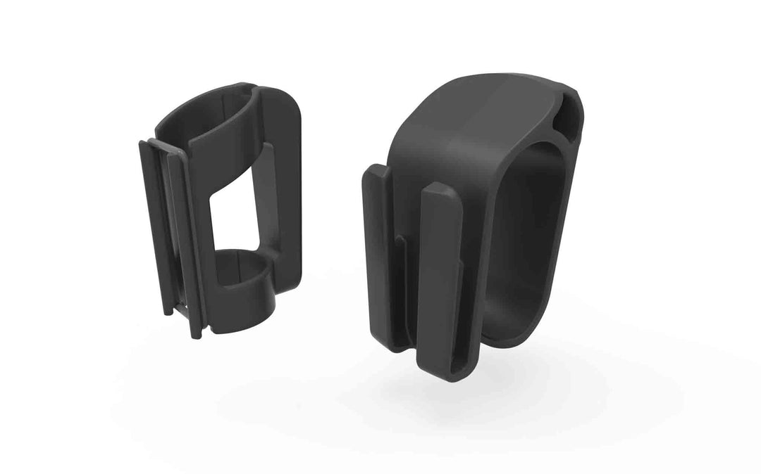 The two 'Rollz 3-in-1 wheelchair package holder' clips
