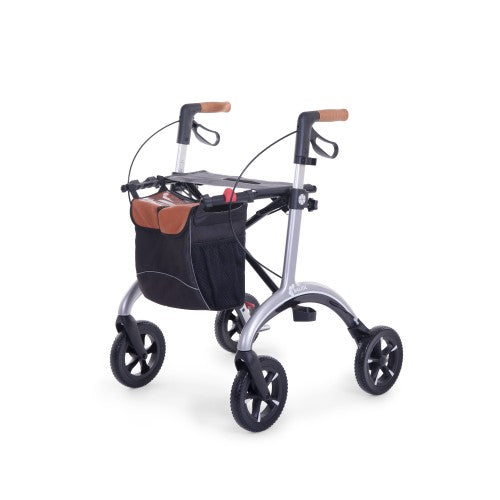 Saljol Carbon Fibre Walker in silver on a white background