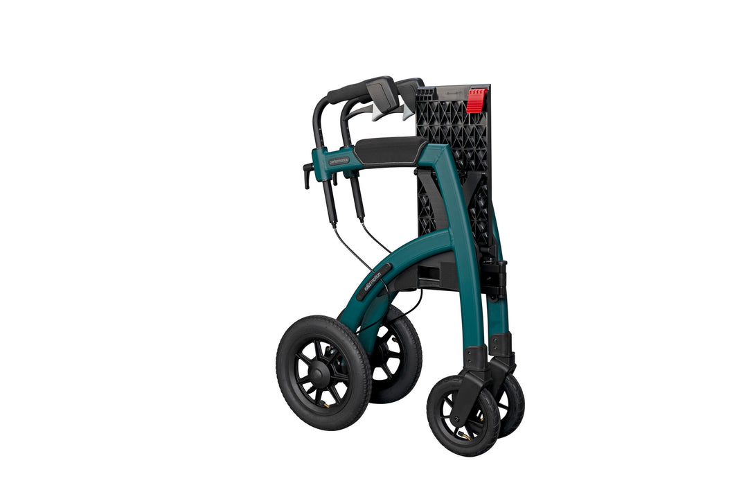 The 'Rollz Motion Performance' walking frame, folded, on a white background