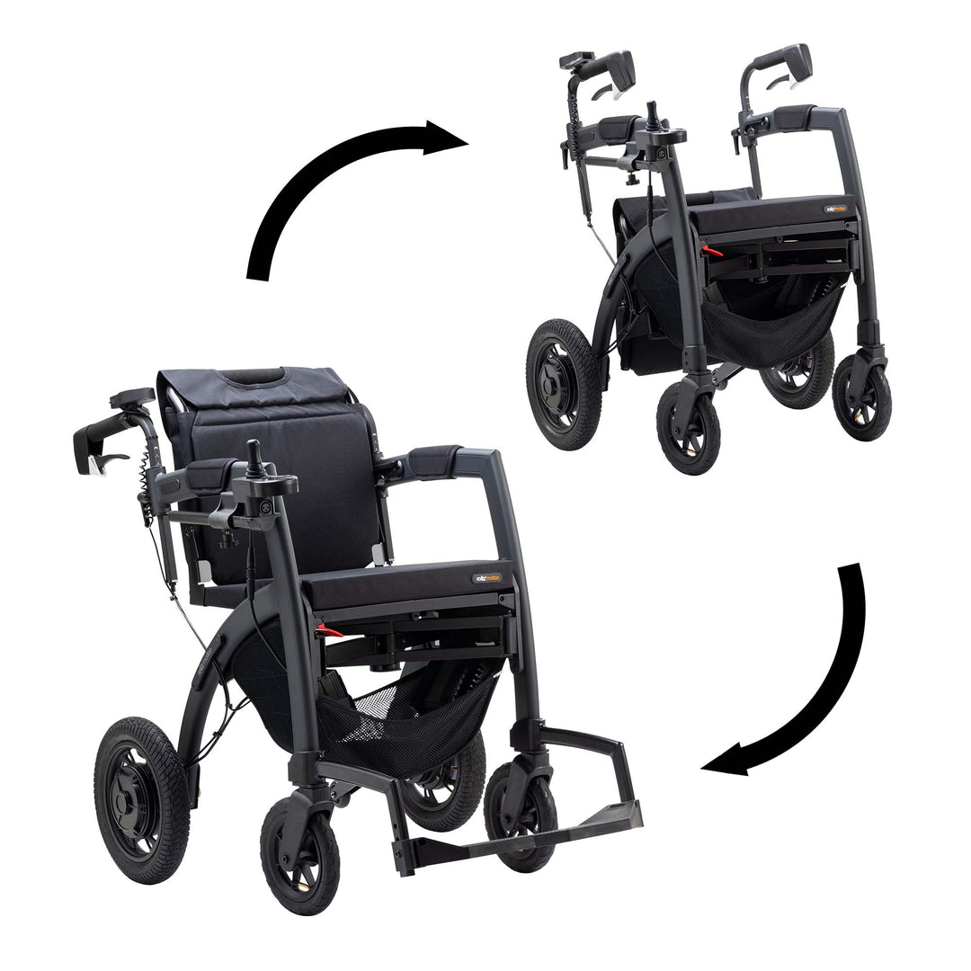 The Rollz Motion Electric walker and wheelchair on a white background