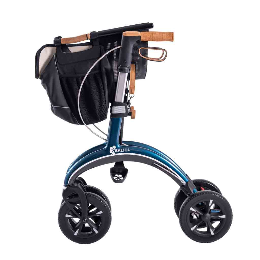 The small size blue Saljol rollator on a white background