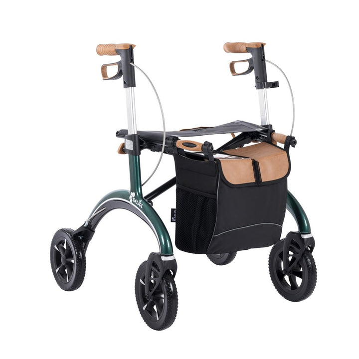 The small size green Saljol rollator on a white background