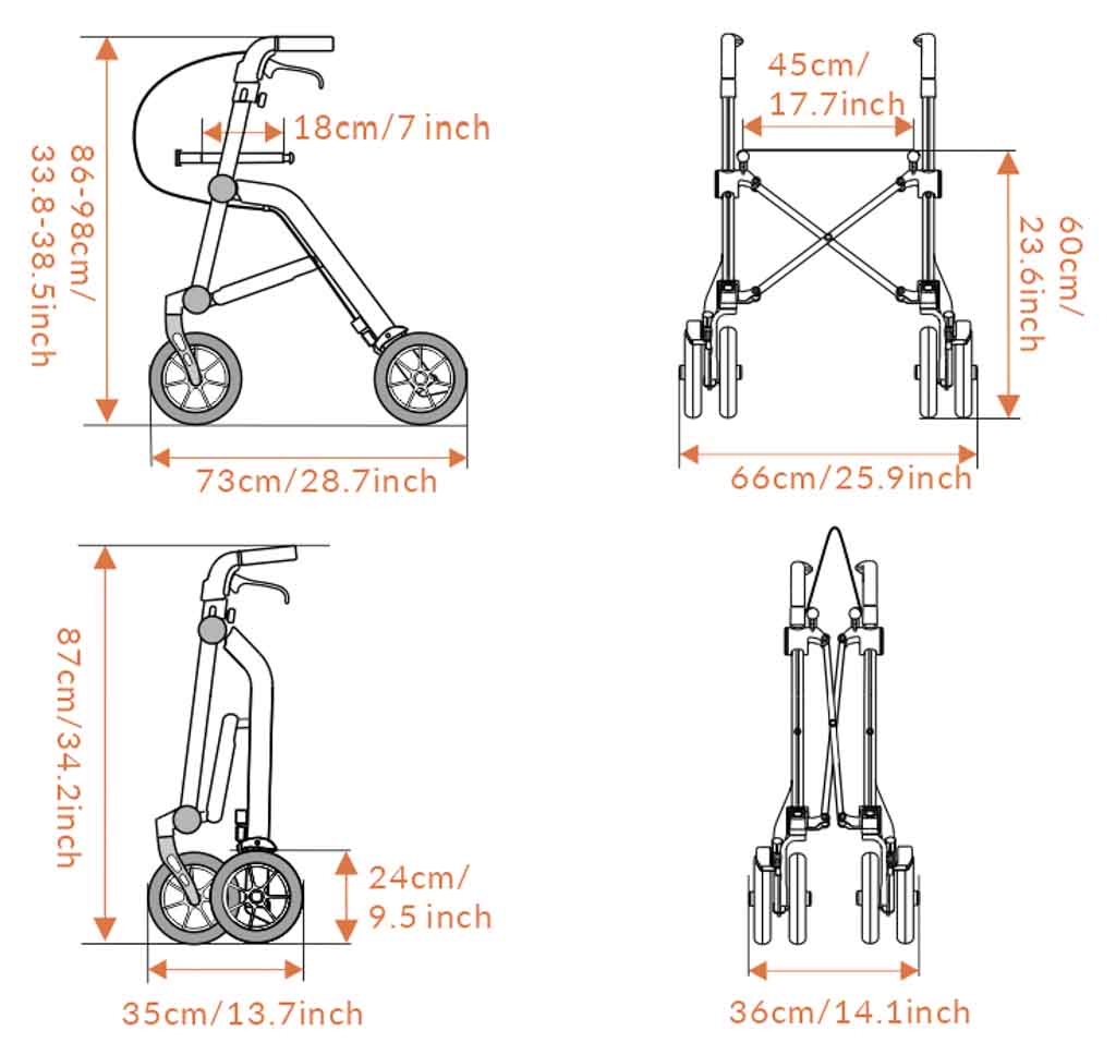 Uplivin All Terrain Trive Dual-Folding Walker Autumn Rouge