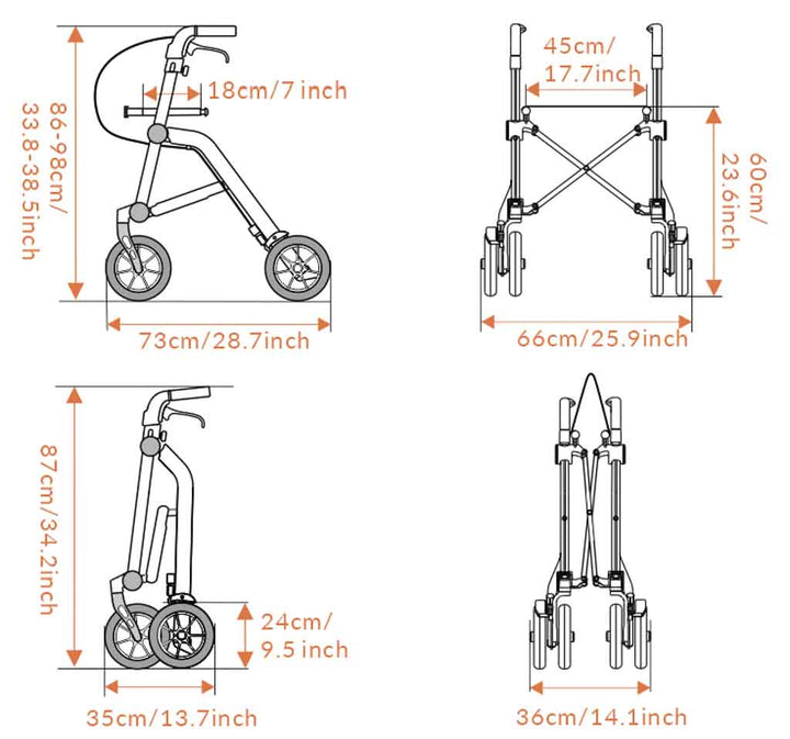 Uplivin All Terrain Trive Dual-Folding Walker Autumn Rouge